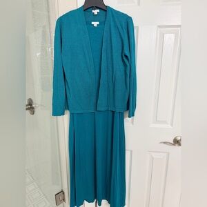 Women’s J. Jill sleeveless dress and matching cardigan